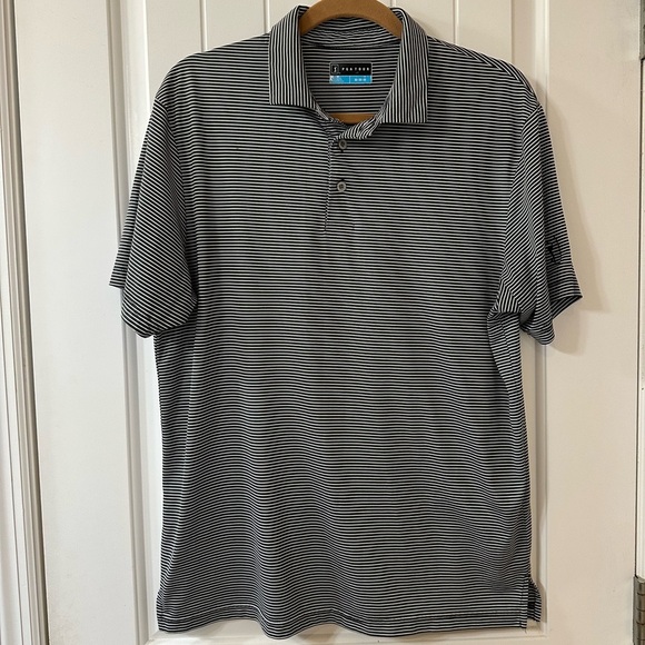 PGA Tour Heather Grey Feeder Stripe Short Sleeve Golf Polo Shirt, Size Medium - Picture 1 of 5